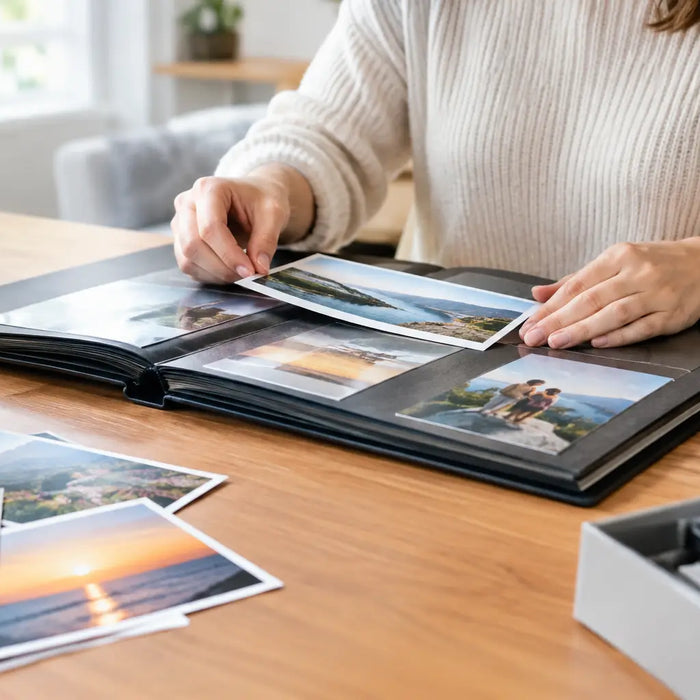 Organisera fotosamling i album utan skador