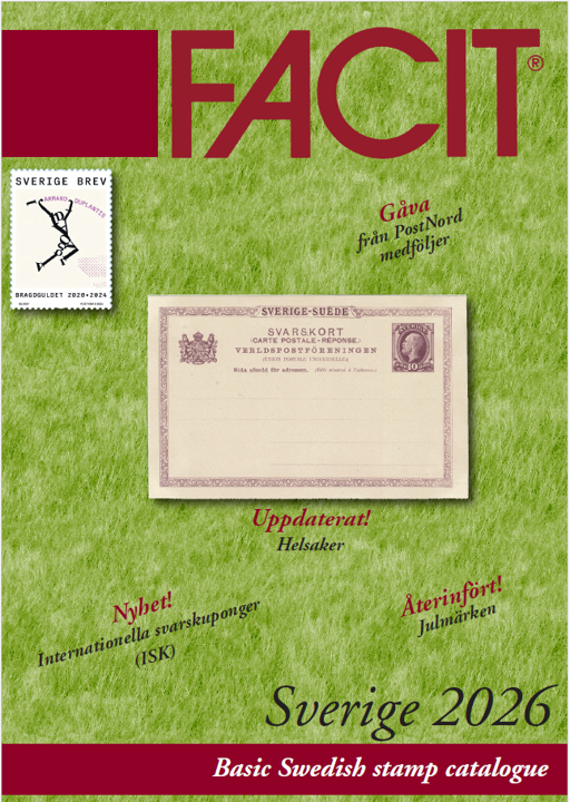 FACIT Sverige 2026 frimärkskatalog med komplett översikt över svenska frimärken