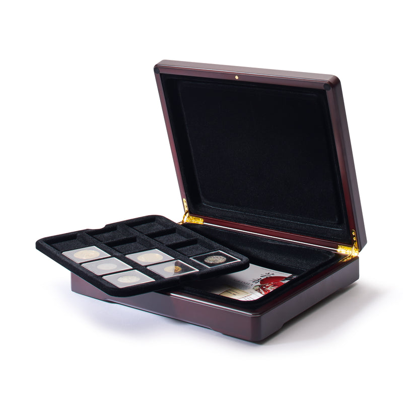 Mazzola præsentationsetui til Quadrum møntkapsler, sort bakke