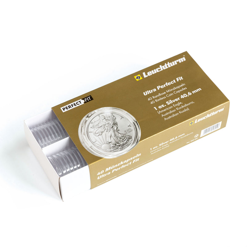 Ultra Perfect Fit-myntkapslar för 1 oz silvermynt, 40,6 mm (t.ex. American Eagle), 40-pack