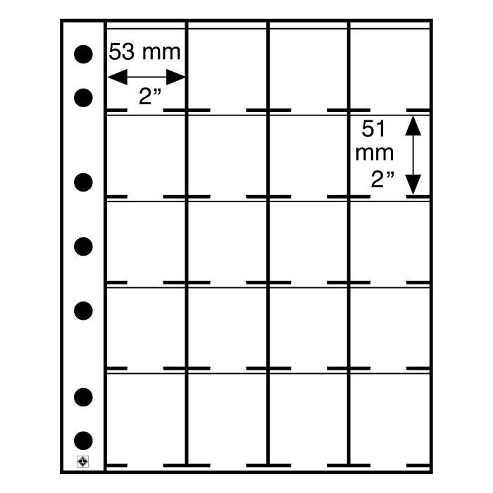 Indføringsblad til mønter og sedler GRANDE (5 pakke)